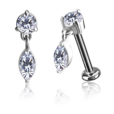 LABRET THREADLESS CON COLGANTE DE GOTA DE CRISTAL