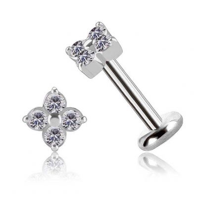BLUMENFÖRMIGER THREADLESS OHRRING MIT PREMIUM CUBIC ZIRKONIA