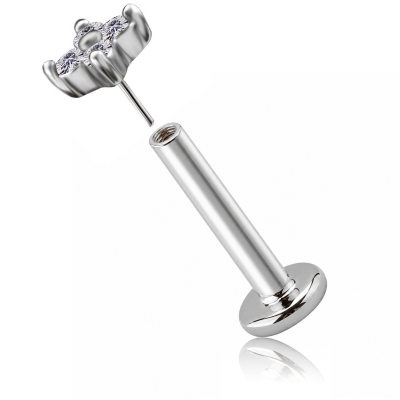 BLUMENFÖRMIGER THREADLESS OHRRING MIT PREMIUM CUBIC ZIRKONIA