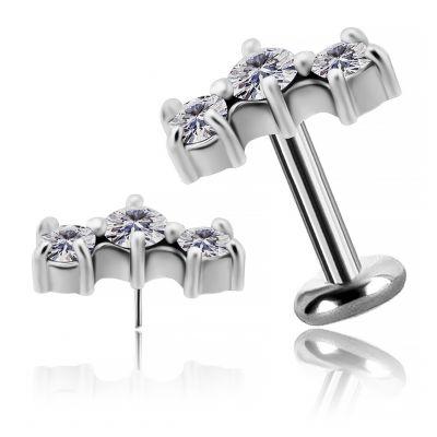 THREADLESS LABRET MIT PREMIUM CUBIC ZIRCONIA BOGEN