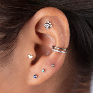 CLICKER DOBLE PIERCING CON CRISTALES PARA HELIX