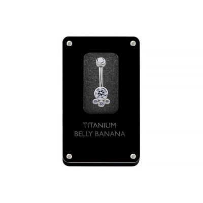NABELSCHMUCK AUS HANDPOLIERTEM TITAN MIT KRISTALLEN