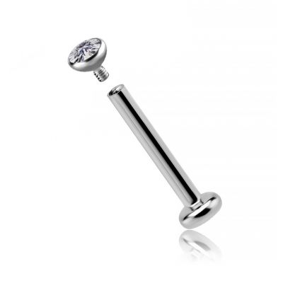 LABRET MIT WEISSEM KRISTALL-ERSATZ