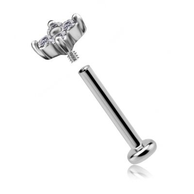 LABRET WITH FLOWER-SHAPED ATTACHMENT WITH CUBIC ZIRCONIA