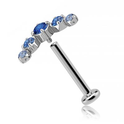 LABRET AVEC ARC EN CRISTAUX BLEUS