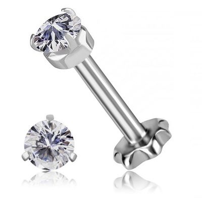 ORECCHINO A BASE A FIORE CON PREMIUM ZIRCONIA 