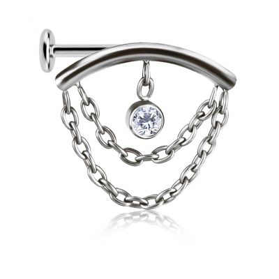 BIJOU FLAT-HELIX AVEC CHAÎNES ET ZIRCONE PREMIUM