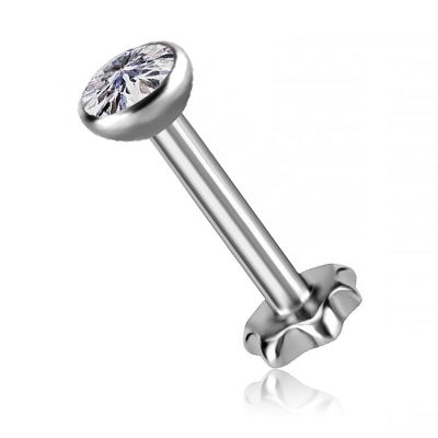 ORECCHINO A BASE A FIORE CON PREMIUM ZIRCONIA ULTRA PIATTO