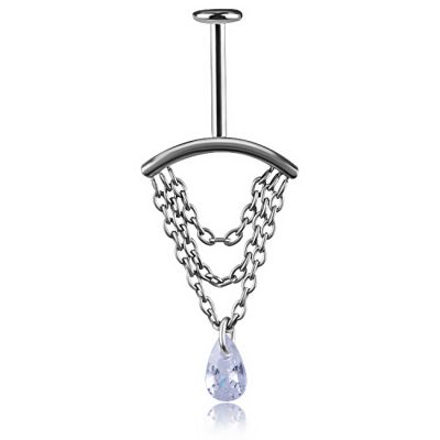 VERTIKALES HELIX-LABRET-PIERCING MIT KRISTALLTROPFEN
