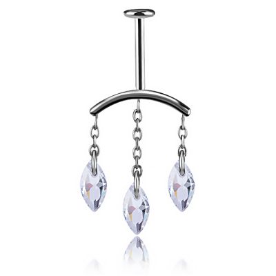 LABRET VERTICAL HELIX CON TRE GOCCE DI CRISTALLO