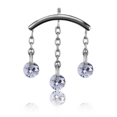PIERCING LABRET PER VERTICAL HELIX CON TRE CRISTALLI