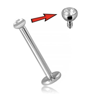 LABRET PIERCING MIT INNENGEWINDE UND KRISTALL