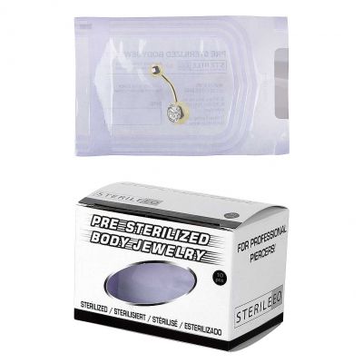 PIERCING PER L’OMBELICO STERILE PLACCATO ORO CON CRISTALLO PREMIUM