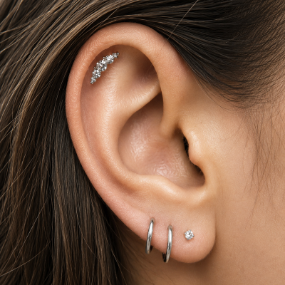 THREADLESS JEWEL WITH THREE CRYSTALS