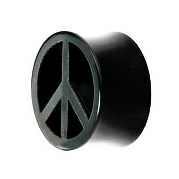 OHR PIERCING PLUG MIT PEACE ZEICHEN