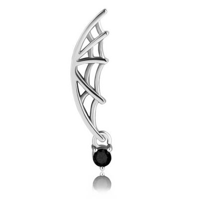 WING-SHAPED PIERCING ACCESSORY WITH BLACK CRYSTAL