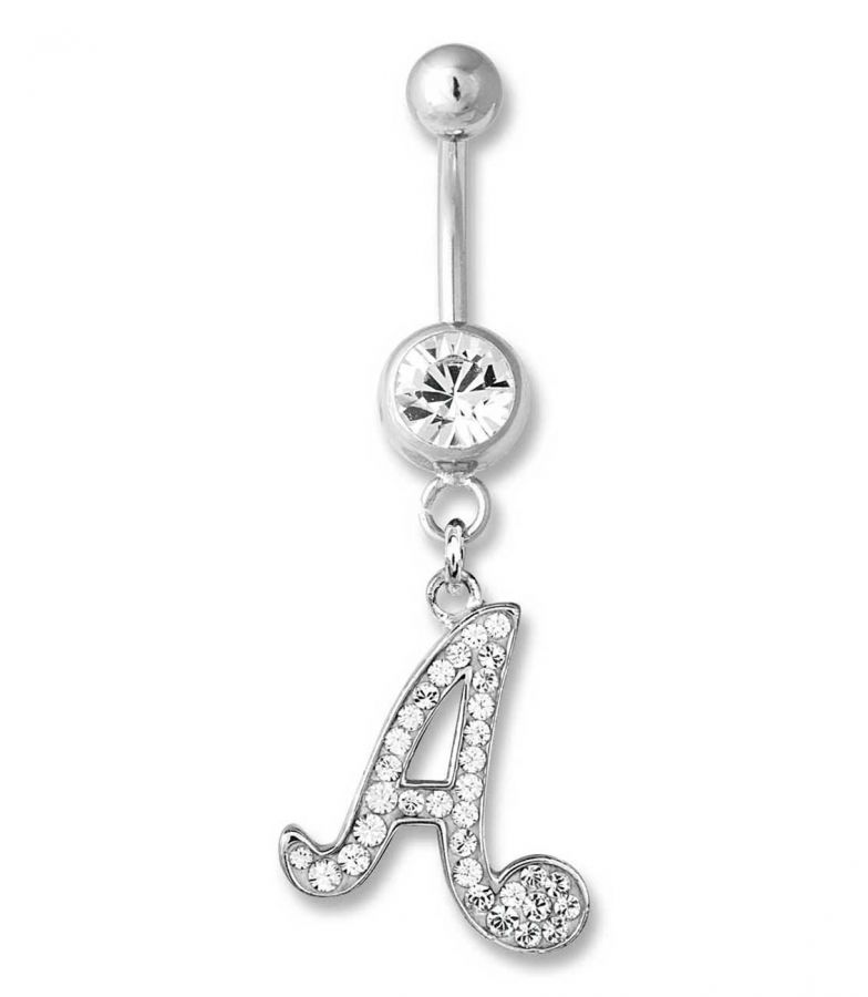 Belly button piercing with letter