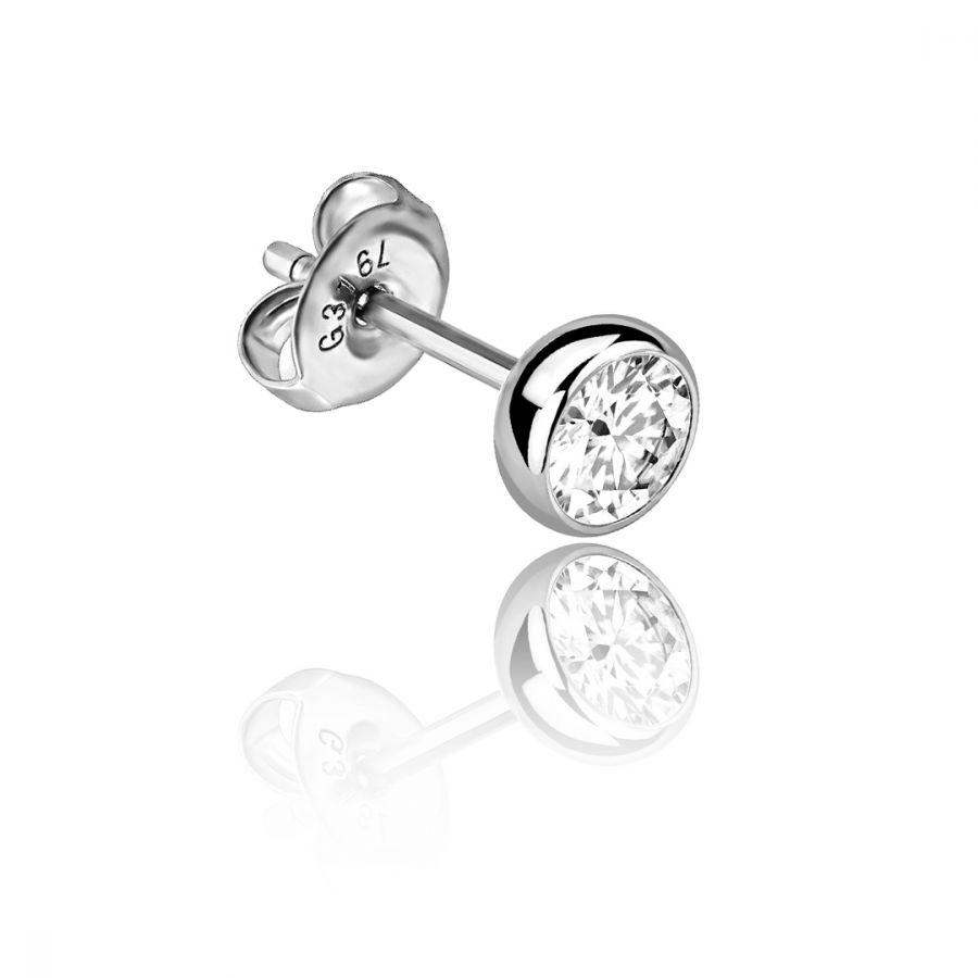 Set 8 Dilatatori Per Orecchie In Acciaio Inox 316L - Con Tappo A Vite, Dimensioni Da 3 Mm A 14 Mm, Colori Argento E Nero, Con Pietre Zirconia